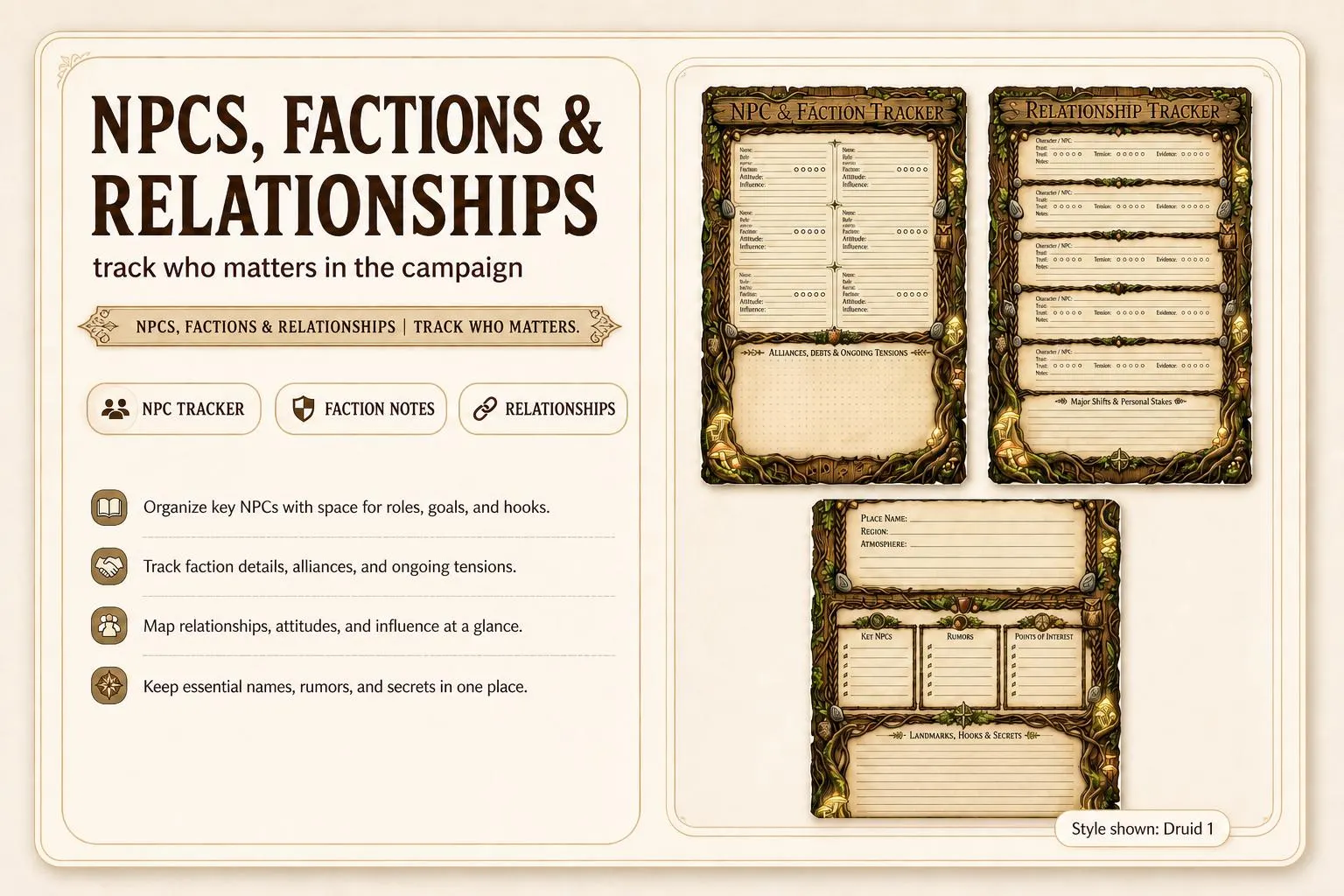 Printable character journal — supplied page and style preview 9