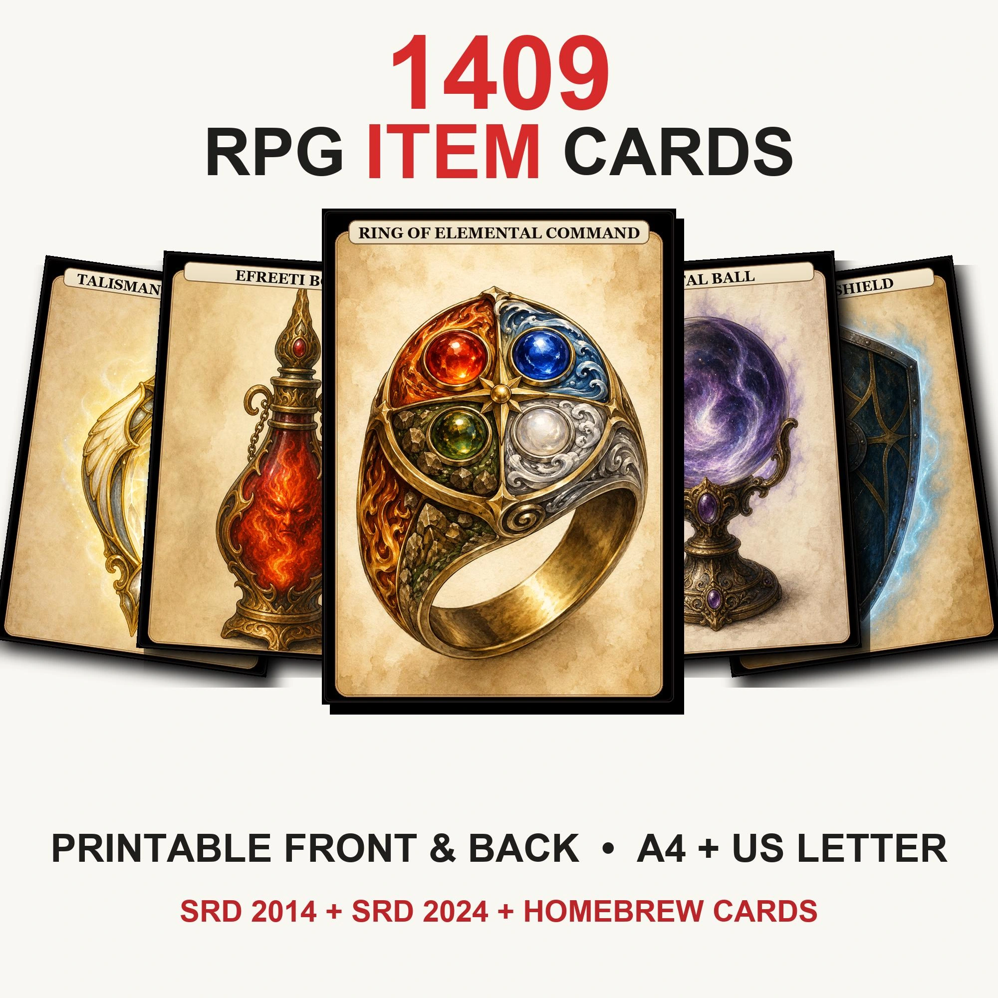 Aperçu du produit Cartes d’objets DnD à imprimer — cartes 1,409 1