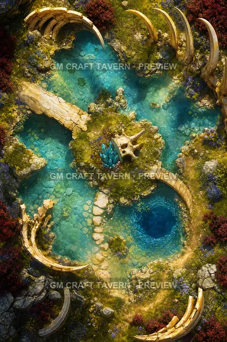 Aperçu de la battlemap Turquoise Bone Spring de Dragon Graveyards And Giant Bones