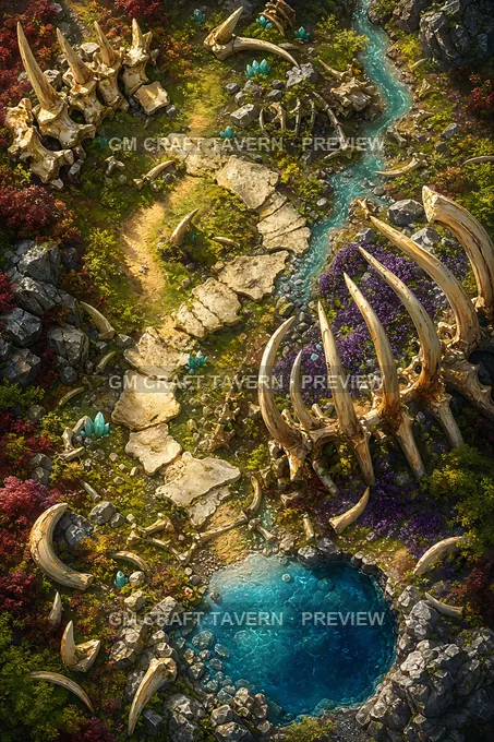 Aperçu de la battlemap Storm Scattered Bones de Dragon Graveyards And Giant Bones