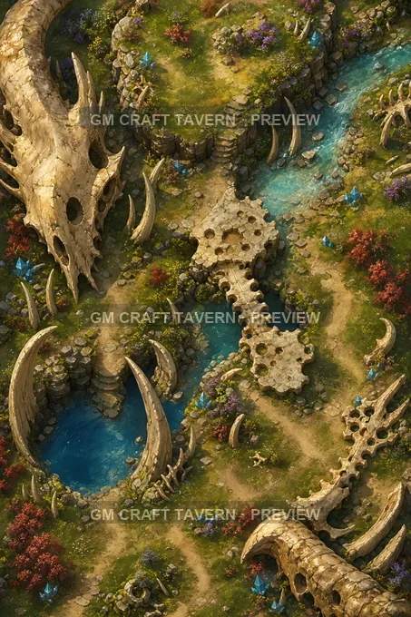 Aperçu de la battlemap Grand Dragon Graveyard de Dragon Graveyards And Giant Bones