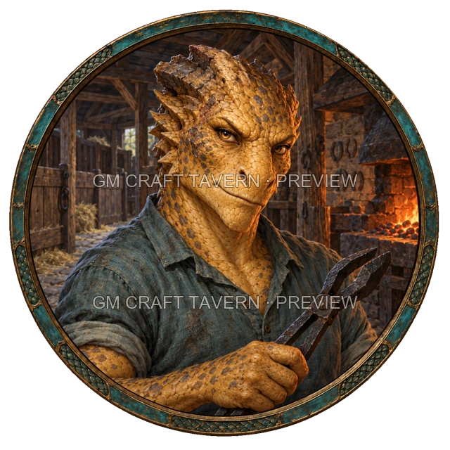 Aperçu du token vu du dessus d’Orvek Reedhorn - Forgeron