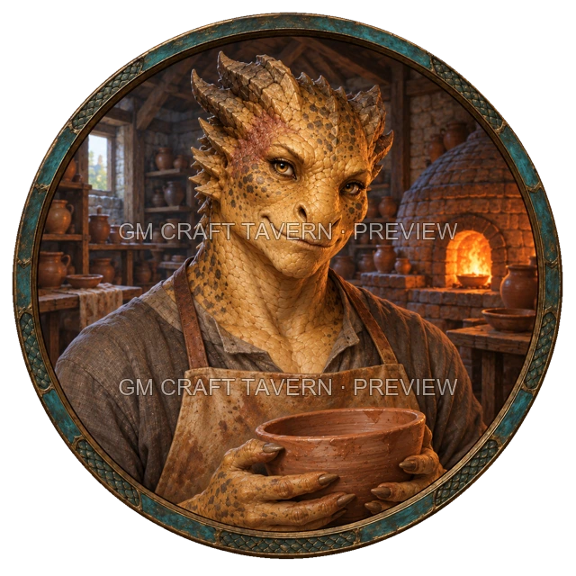 Aperçu du token vu du dessus de Teshra Ashscale - Artisan
