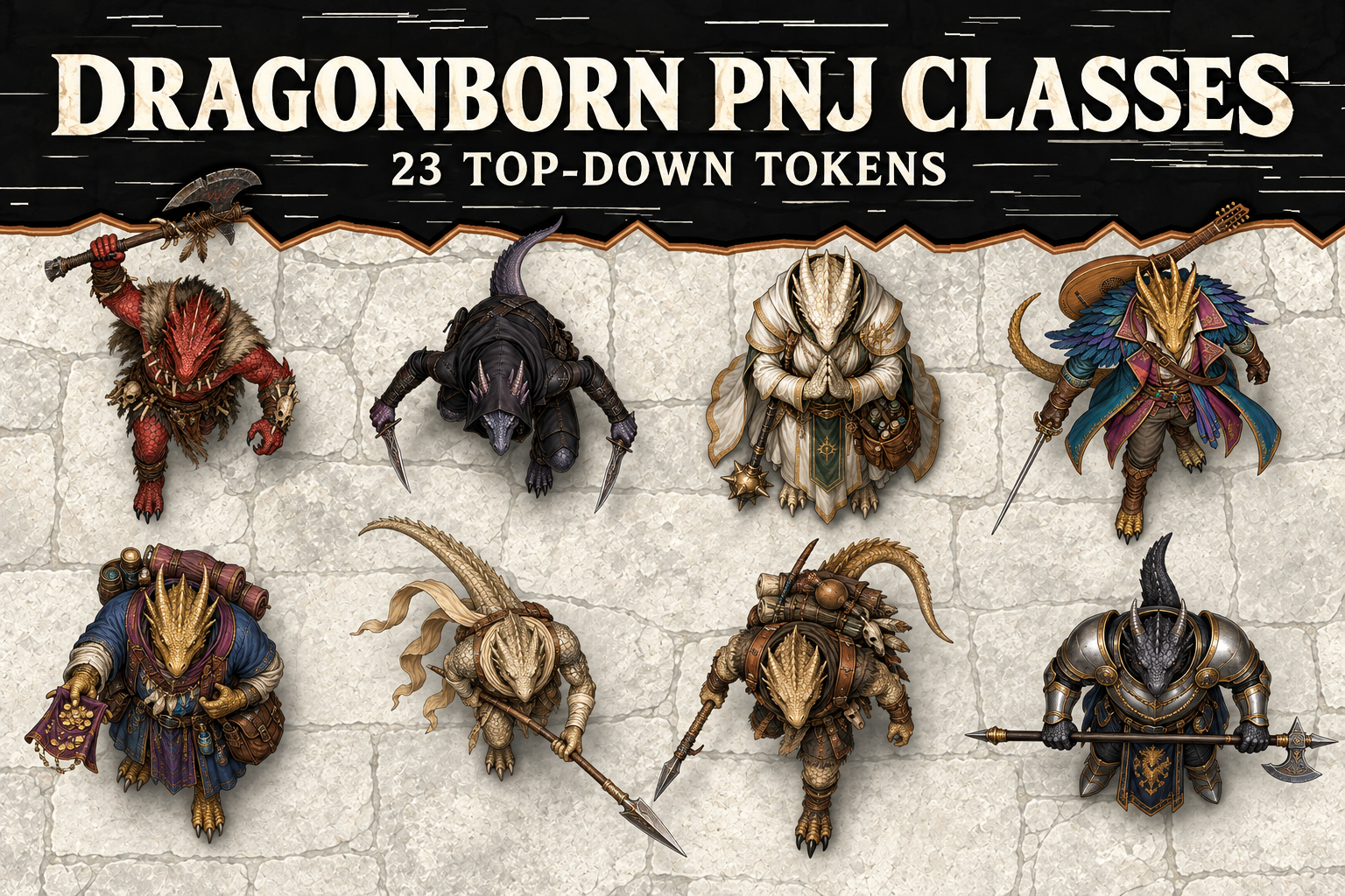 Dragonborn NPCs — 23 Top-Down Tokens