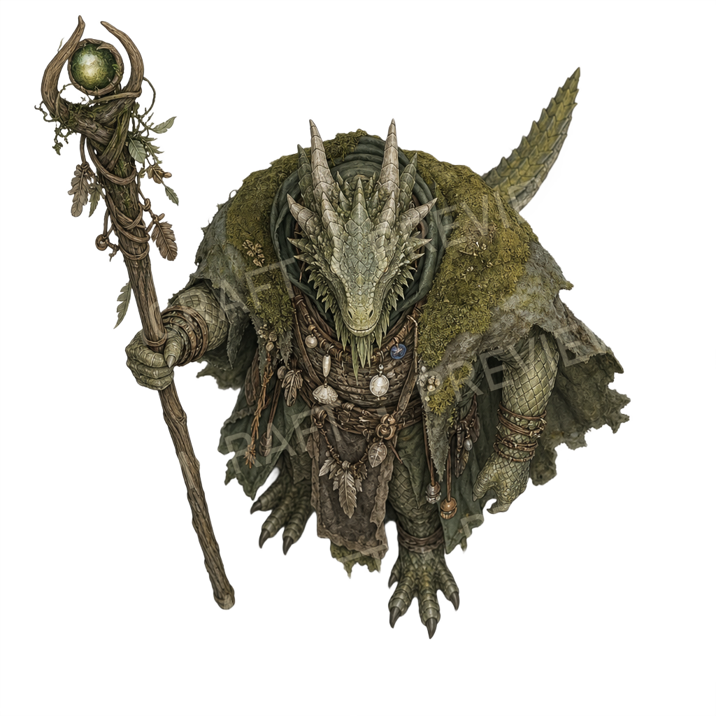Dragonborn 10 Druid Marsh Keeper top-down token preview
