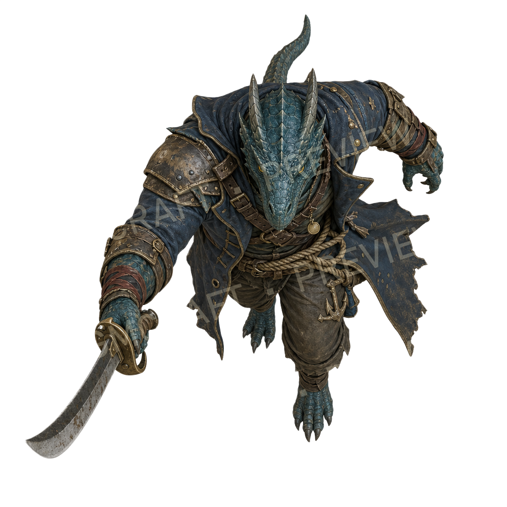 Dragonborn 23 Sea Raider top-down token preview