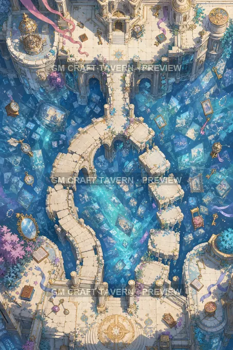 Forgotten Memory Palace Crossing battlemap preview