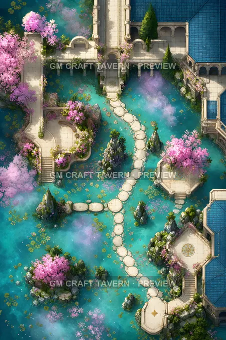 Oneiric Monastery Garden Crossing battlemap preview