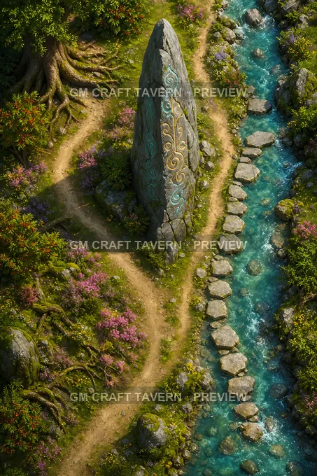 Druid Groves And Standing Stones Split Trail battlemap preview