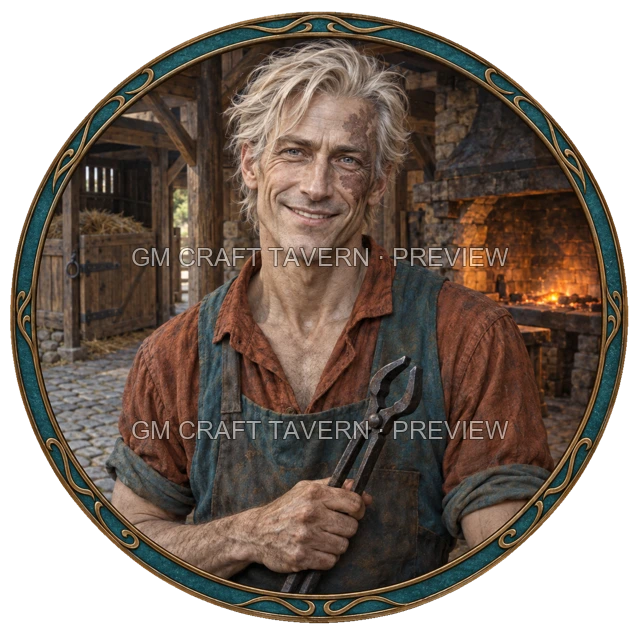 Varka Westmere - aperçu de token de forgeron vu du dessus