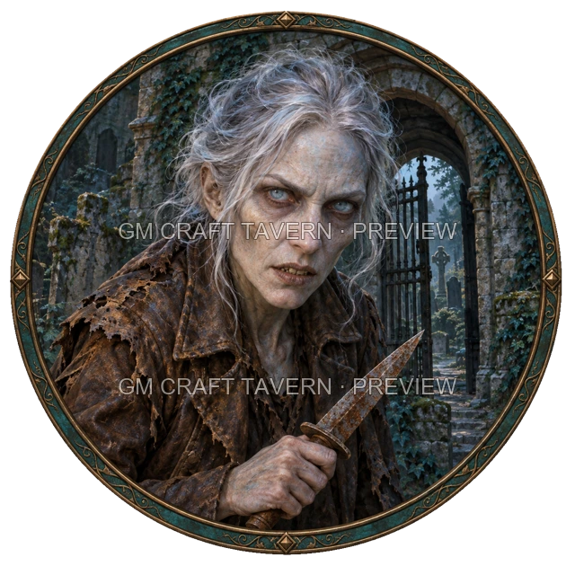 Aperçu de token de bandit mort-vivant vu du dessus