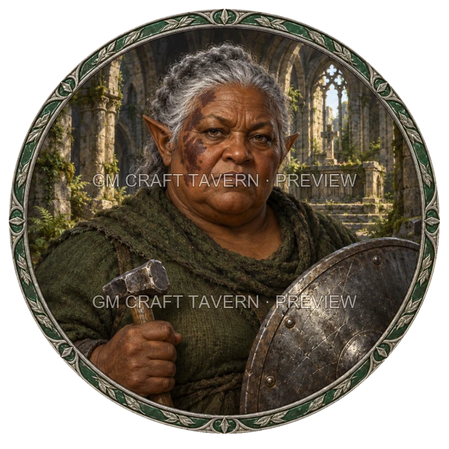 Aperçu du token vu du dessus d’Aren Mossridge — paladin