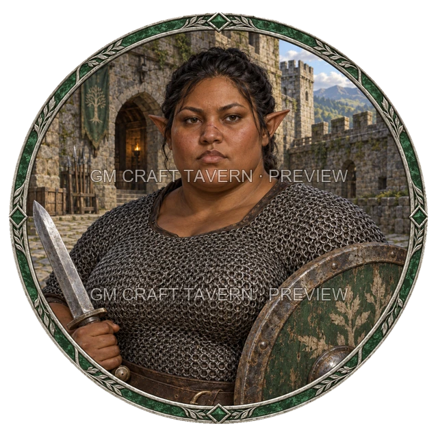 Aren Redcliff - Combattant, aperçu du token vu du dessus