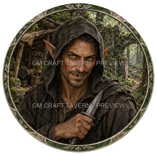 Aperçu de token de brigand de grand chemin vu du dessus