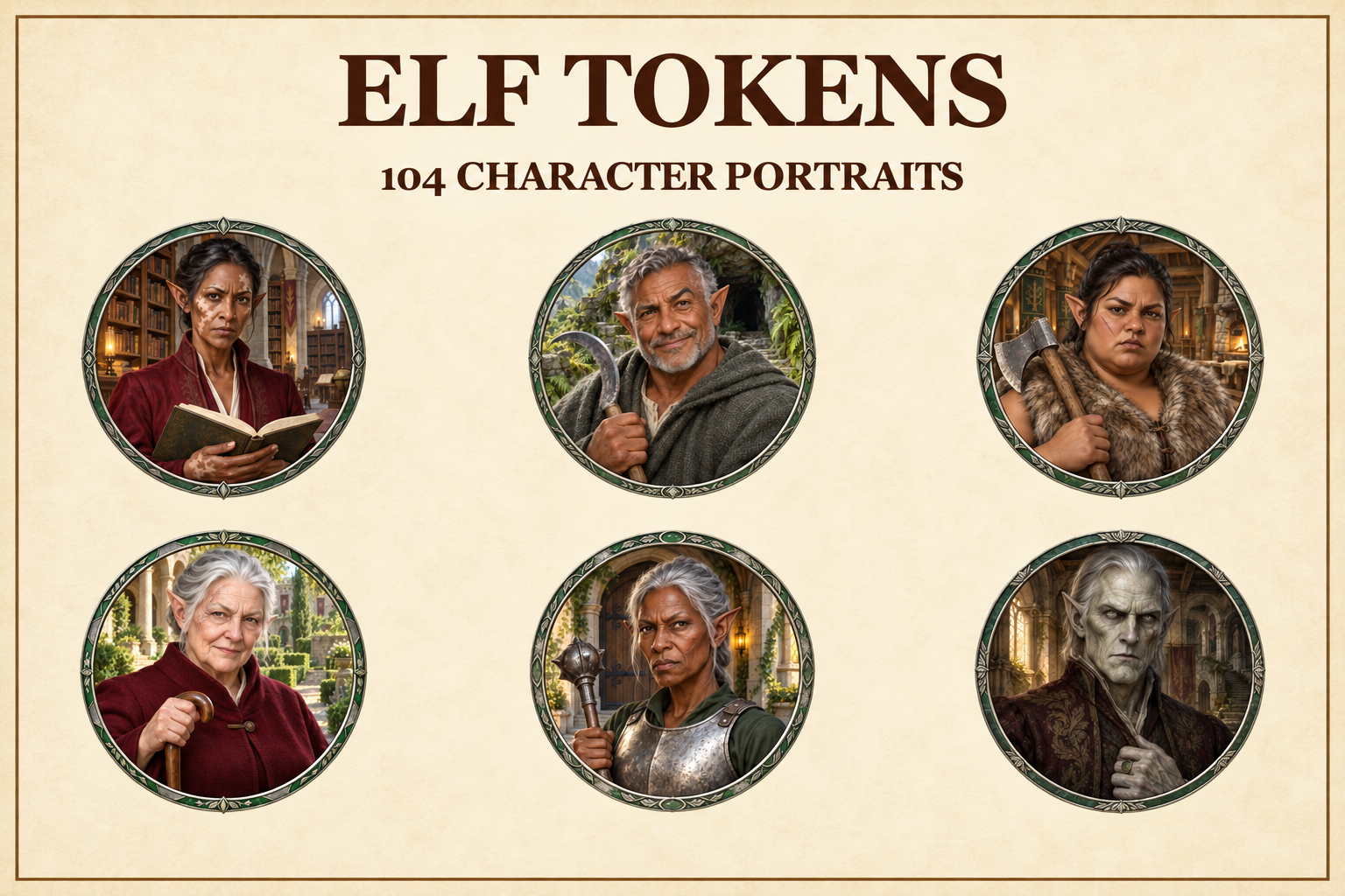 Aperçu 3 du bundle intégral de la boutique de tokens de personnages fantasy