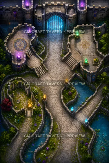 Crystal Portcullis Court battlemap preview