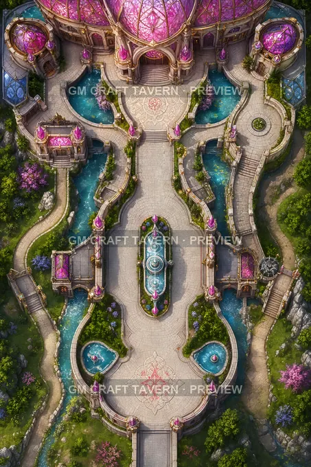 Roseglass Palace Gate battlemap preview