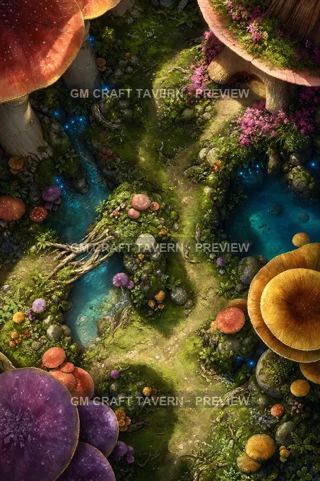 Enchanted Mushroom Glades And Fairy Paths Winding Spore Route battlemap preview