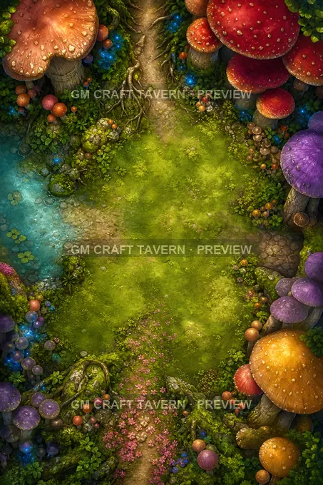 Enchanted Mushroom Glades And Fairy Paths Open Fairy Clearing battlemap preview