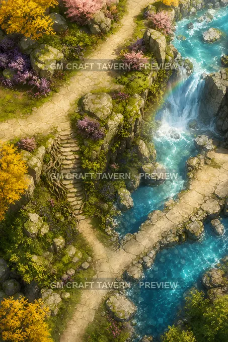 Aperçu de la battlemap Belvédère sur la cascade — Cascades enchantées et gorges arc-en-ciel