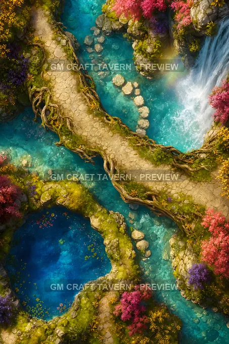 Aperçu de la battlemap Pont naturel au-dessus de la cascade — Cascades enchantées et gorges arc-en-ciel