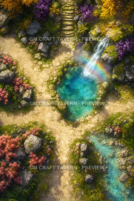 Aperçu de la battlemap Carrefour des quatre cascades — Cascades enchantées et gorges arc-en-ciel