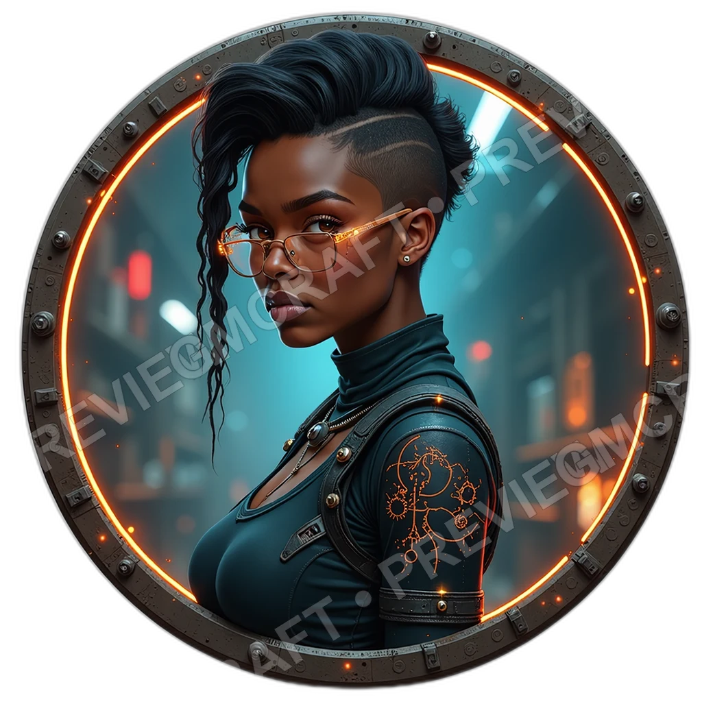 Gearwork Foreman, Female, Torque Calibrator Wrist, Grease Mapped Schematic Sleeve, Magnet Spanner Holster, Replacement Cog Beads, Mechanics Engineers, 0002 top-down token preview