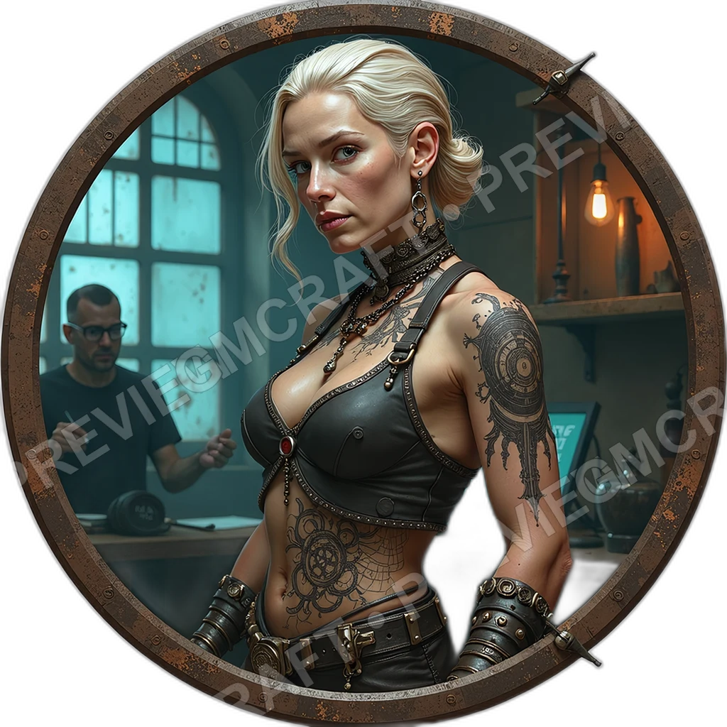 Grease Line Forewoman, Female, Orbital Torque Gauntlet, Labeled Spare Beads, Oil Schematic Sleeve, Mechanics Engineers, ,Elder Very Old Person,1.8,, , 0001 top-down token preview