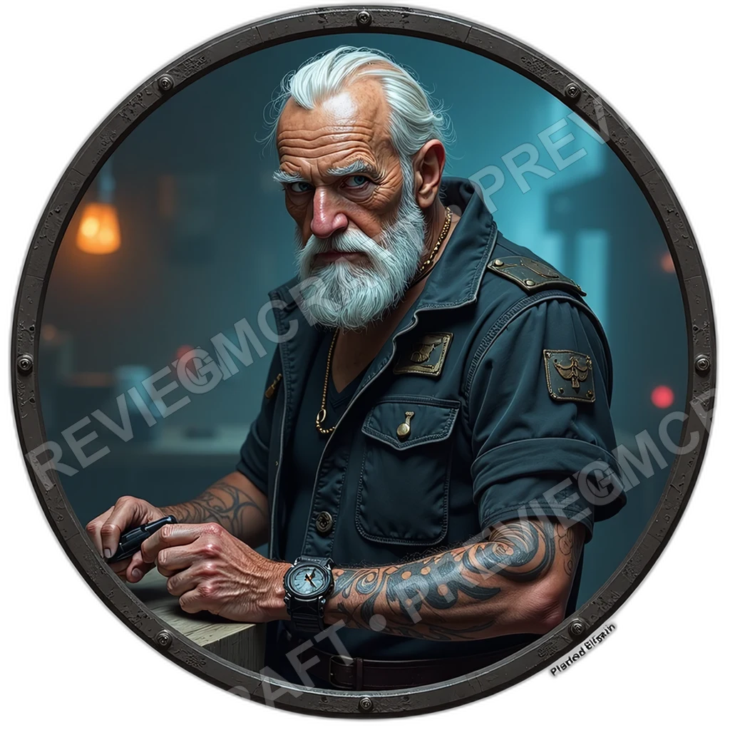 Grease Stained Tech, Male, Coil Calibrator Wrist, Solder Scar Fingertips, Belt Of Labeled Spares, Schematic Tattoos, Mechanics Engineers, ,Elder Very 0001 top-down token preview