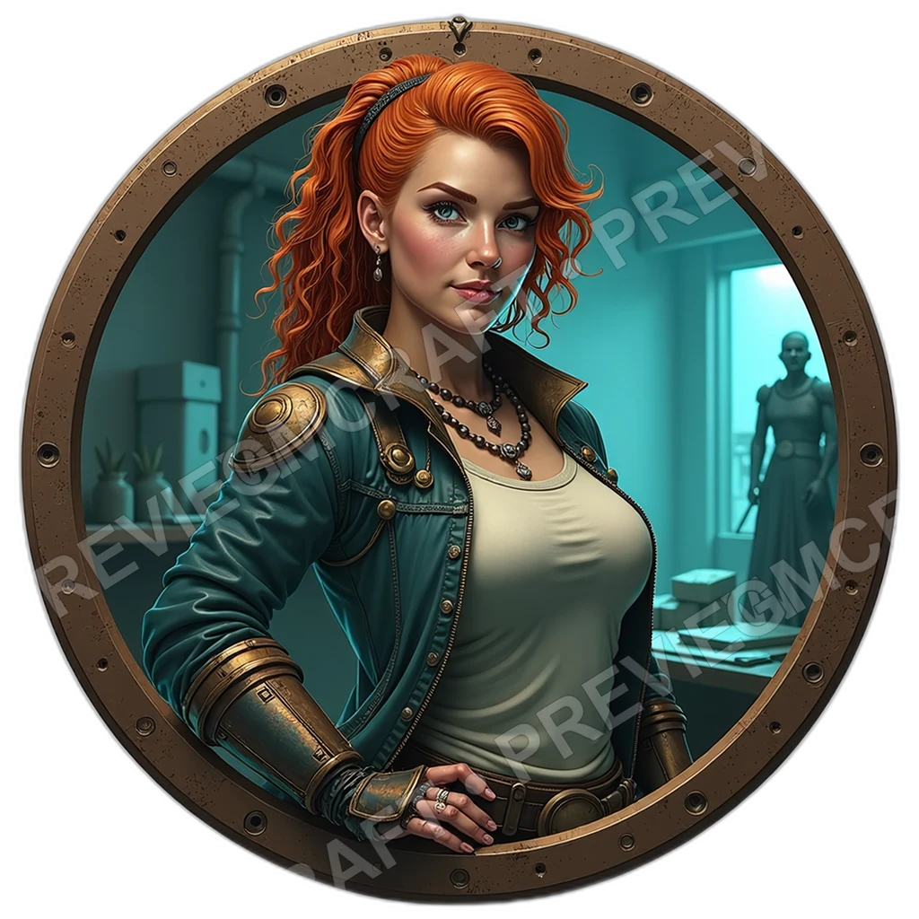 Lathe Forewoman, Female, Orbital Torque Gauntlet, Grease Schematic Sleeve, Labeled Spare Cogs, Mechanics Engineers, ,Senior Age Old Person,1.8,, ,Over 0001 top-down token preview