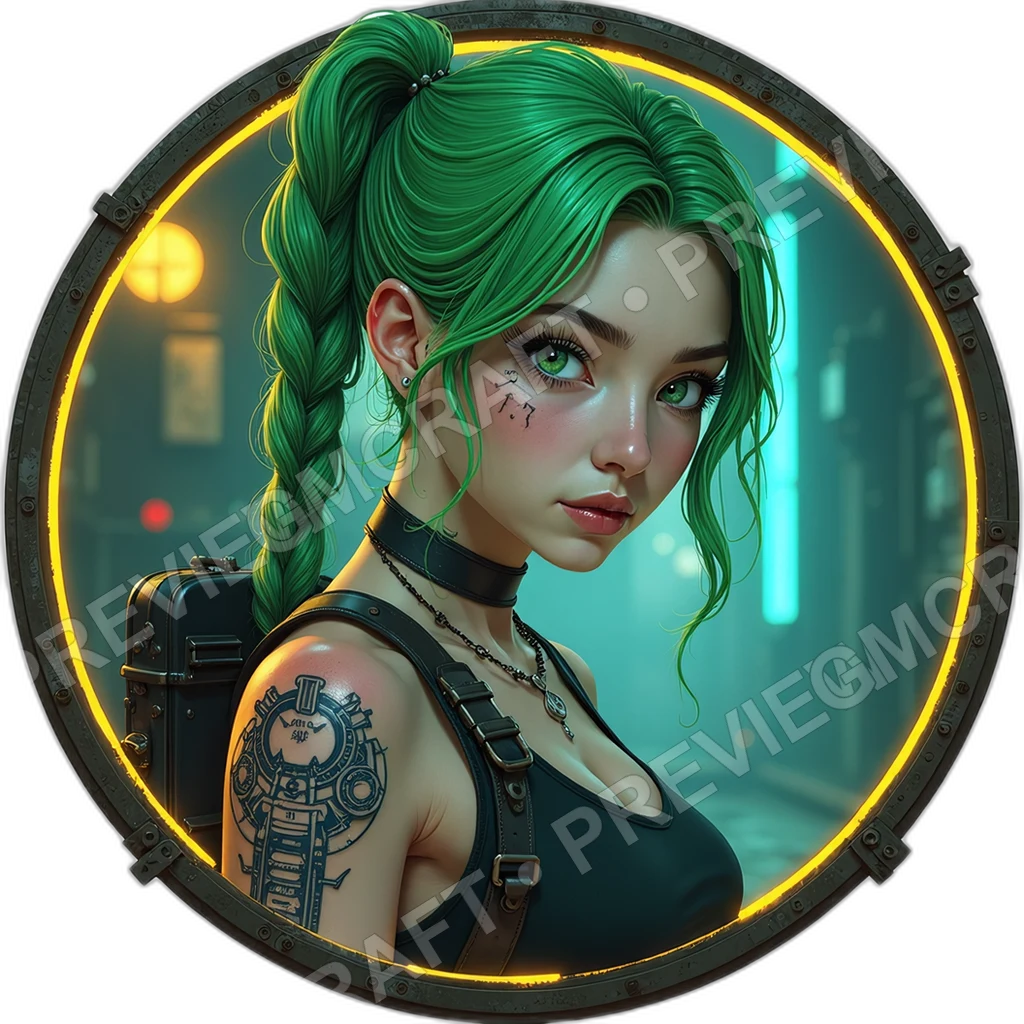 Lathe Mistress, Female, Orbital Torque Gauntlet, Schematic Scar Sleeve, Magnetized Spanner Braid, Mechanics Engineers, ,,1.8,, ,Overweight Bu 0001 top-down token preview