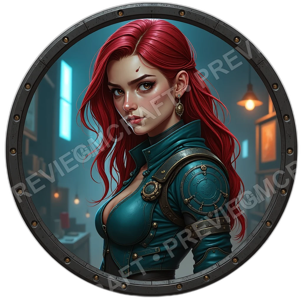 Lathe Mistress, Female, Torque Calibrator Gauntlet, Oil Schematic Sleeve, Spare Cog Bandolier, Mechanics Engineers, , Age,1.8,, ,Broad,Shoulde 0001 top-down token preview