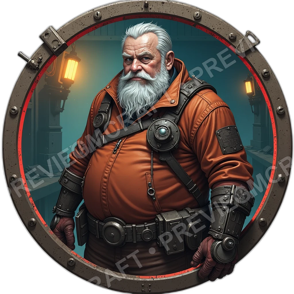 Torque Engineer, Female, Orbital Wrench Gauntlet, Oil Schematic Sleeve, Calibrated Torque Beads, Spare Cog Belt, Mechanics Engineers, ,Elder Very Old 0001 top-down token preview