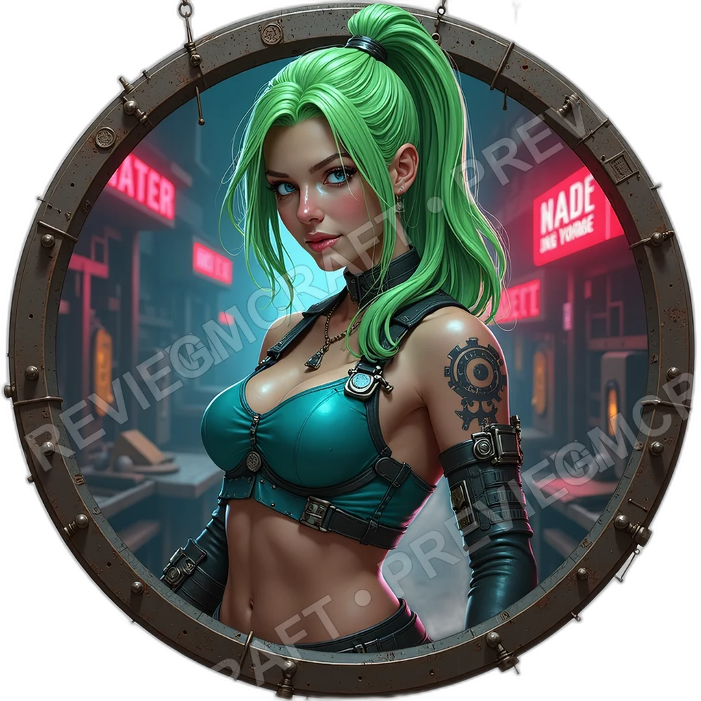Torque Forewoman, Female, Orbital Lathe Gauntlet, Oil Schematic Sleeve, Spare Cog Bandolier, Mechanics Engineers, ,Young Adult Age,1.8,, ,Heavyset Bui 0001 top-down token preview