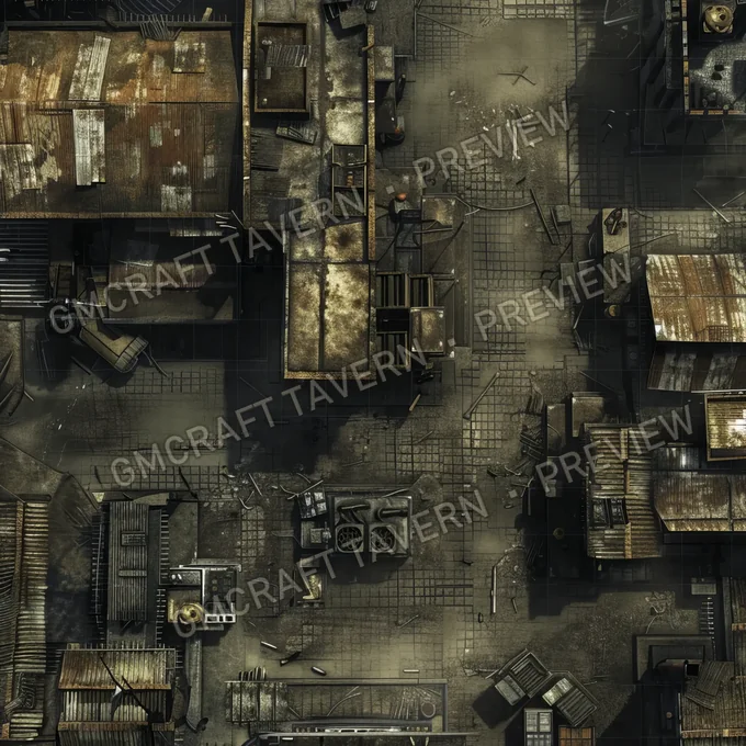 Decayed Industrial Complex B battlemap preview