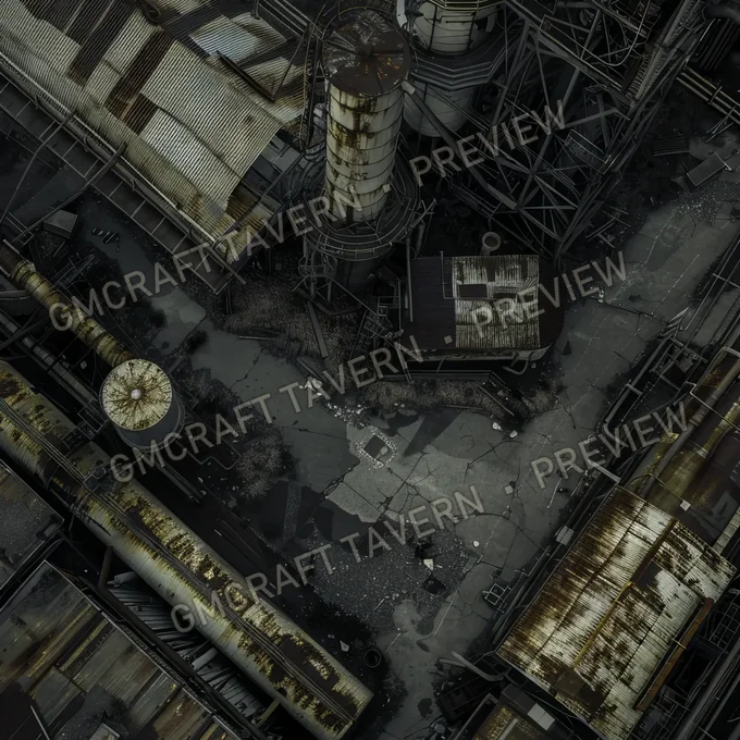 Decayed Industrial Complex B battlemap preview