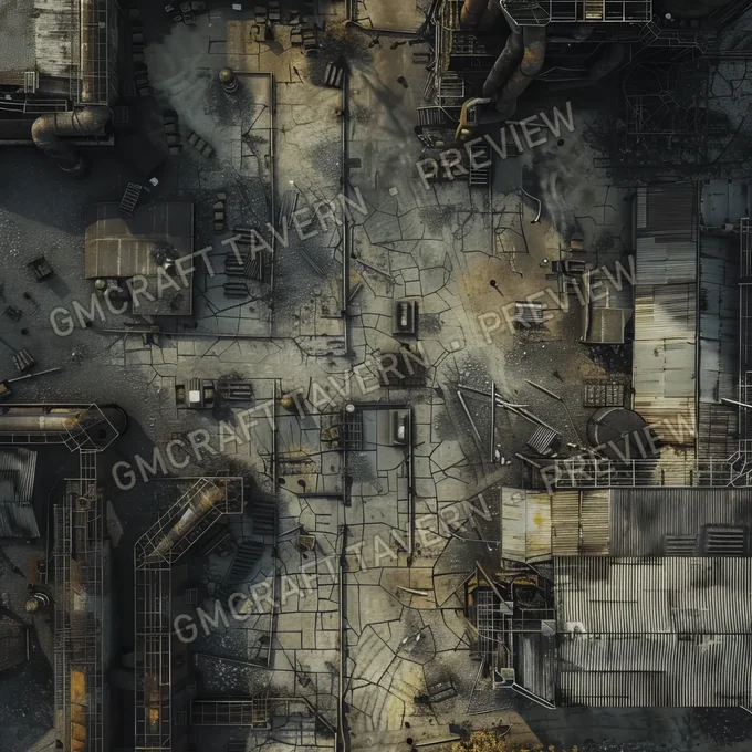 Decayed Industrial battlemap preview