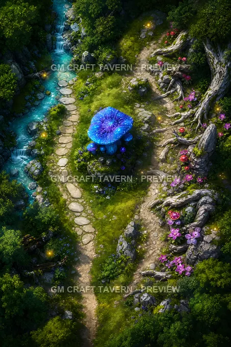 Faerie Glades And Mushroom Rings Open Approach battlemap preview