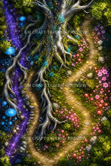 Faerie Glades And Mushroom Rings Split Trail battlemap preview