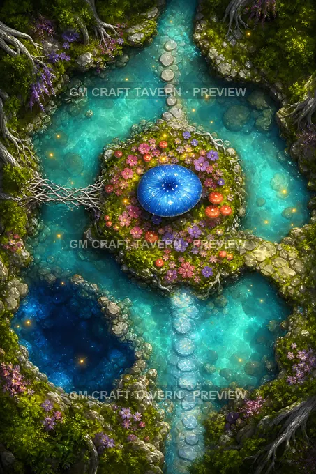 Faerie Glades And Mushroom Rings Shallow Faerie Pool battlemap preview