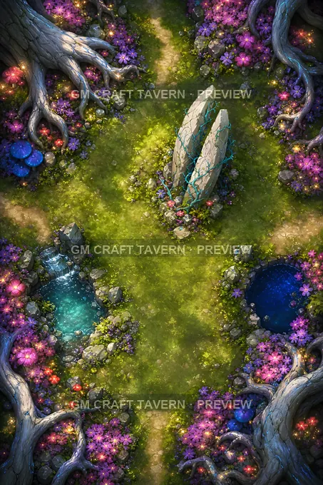 Faerie Glades And Mushroom Rings Open Moonflower Clearing battlemap preview