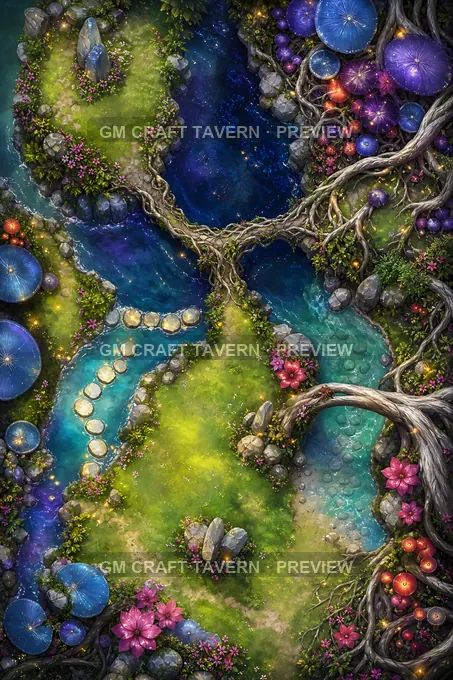 Faerie Glades And Mushroom Rings Grand Faerie Landscape battlemap preview