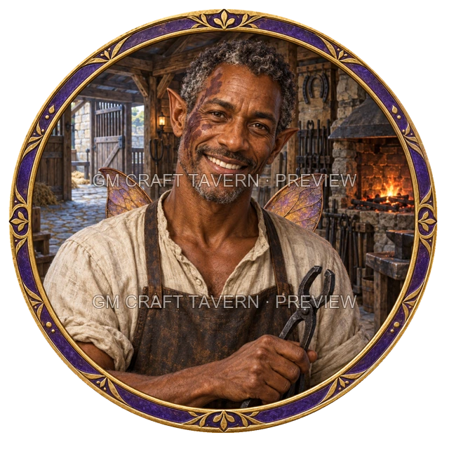 Varka Westmere - aperçu de token de forgeron vu du dessus