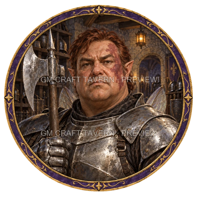 Varka Redcliff - aperçu de token de combattant vu du dessus