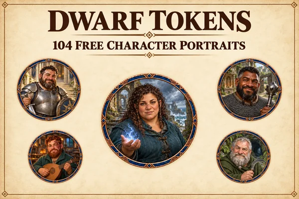 Tokens gratuits de personnages nains