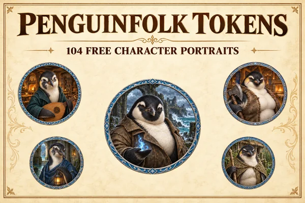 Tokens gratuits de personnages du peuple pingouin