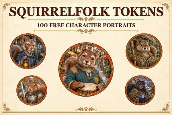 Tokens gratuits de personnages du peuple écureuil