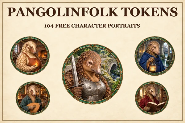 Tokens gratuits de personnages du peuple pangolin