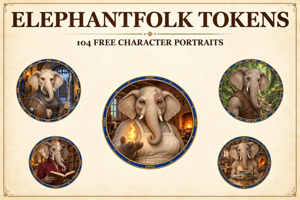 Tokens gratuits de personnages du peuple éléphant
