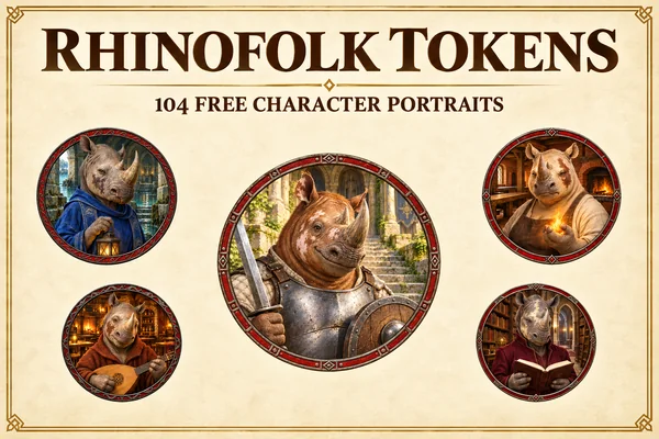 Tokens gratuits de personnages du peuple rhinocéros